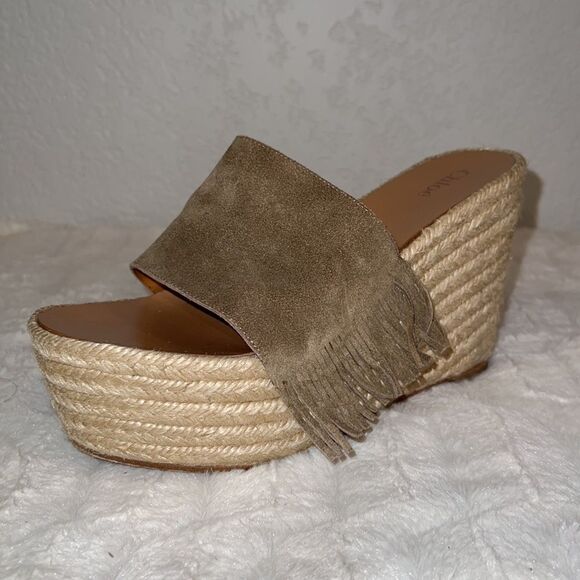 Chloe Platform Suede Fringe Espadrilles Size EU 37/ US 6.5 - Picture 2 of 15